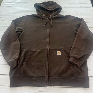 Carhartt Brown Men’s Sz L Full Zip Up Hoodie
